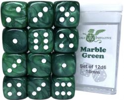 ROLE 4 INITIATIVE -  SET OF 12 SIX SIDED DICE (18MM) - MARBLE GREEN
