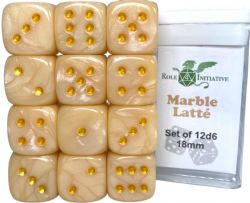 ROLE 4 INITIATIVE -  SET OF 12 SIX SIDED DICE (18MM) - MARBLE LATTÉ