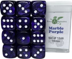 ROLE 4 INITIATIVE -  SET OF 12 SIX SIDED DICE (18MM) - MARBLE PURPLE