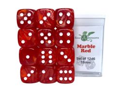 ROLE 4 INITIATIVE -  SET OF 12 SIX SIDED DICE (18MM) - MARBLE RED