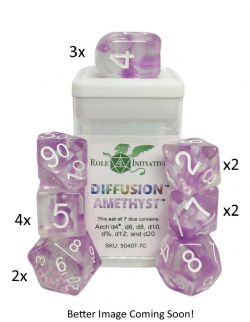 ROLE 4 INITIATIVE -  SET OF 15 DICE - DIFFUSION AMETHYST