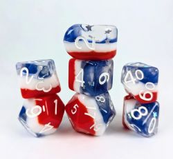 ROLE 4 INITIATIVE -  SET OF 7 DICE - STARS & STRIPES