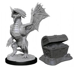 ROLEPLAYING MINIATURES -  BRONZE DRAGON WYRMLING & PILE OF SEA FOUND TREASURE -  D&D NOLZUR'S MARVELOUS UNPAINTED MINIATURES