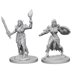 ROLEPLAYING MINIATURES -  ELF FEMALE FIGHTER (2) -  PATHFINDER DEEP CUTS