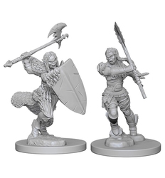 ROLEPLAYING MINIATURES -  HALF ORC FEMALE BARBARIAN (2) -  PATHFINDER DEEP CUTS