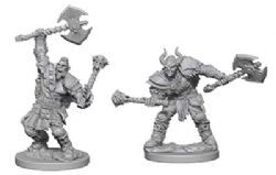 ROLEPLAYING MINIATURES -  HALF ORC MALE BARBARIAN FIGURES (2) -  DEEP CUTS PATHFINDER