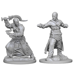 ROLEPLAYING MINIATURES -  HUMAN MALE MONK (2) -  DEEP CUTS PATHFINDER