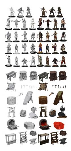 ROLEPLAYING MINIATURES -  TOWNSPEOPLE AND ACCESSORIES - UNPAINTED MINIS -  BOX SET PATHFINDER BATTLE