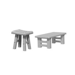 ROLEPLAYING MINIATURES -  WOODEN TABLE & STOOLS -  DEEP CUTS PATHFINDER