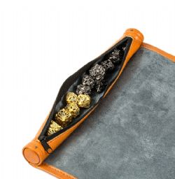 ROLLED UP DICE MAT - BROWN LEATHERETTE