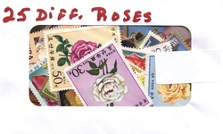 ROSES -  25 ASSORTED STAMPS - ROSES