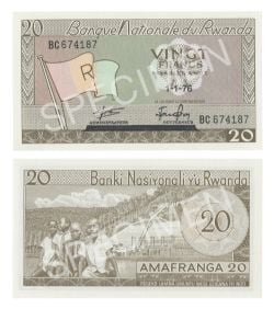 RWANDA -  20 FRANCS 1976 (UNC) 6E