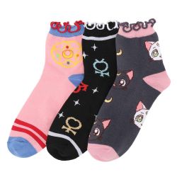 SAILOR MOON -  3 PAIR QUARTER CREW SOCKS