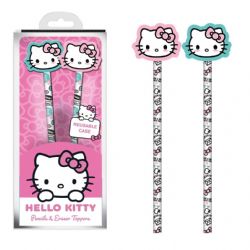 SANRIO -  HELLO KITTY - 2 PENCILS WITH ERASER TOPPERS SET