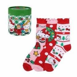 SANRIO -  HELLO KITTY CHRISTMAS THEME 3 PACK CREW SOCKS