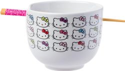 SANRIO -  HELLO KITTY WITH HER MULTICOLOURED BOWS, WITH CHOPSTICKS (20 OZ) -  CERAMIC RAMEN BOWL