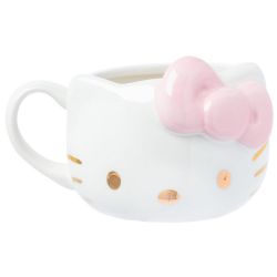 SANRIO -  HELLO KITTY WITH PINK BOW & GOLDEN FOIL (20 OZ) -  SCULPTED CERAMIC MUG
