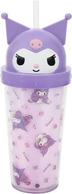 SANRIO -  KUROMI PLASTIC TUMBLER WITH STRAW - LILAC (20 OZ)