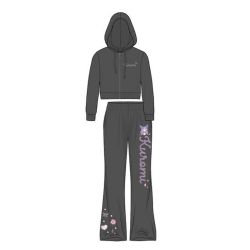 SANRIO -  KUROMI PUFF PRINT JUNIORS BLACK FLEECE HOODIE SET (EXTRA LARGE)