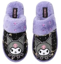 SANRIO -  KUROMI – TWEED MULE SLIPPERS WITH RHINESTONES - LARGE