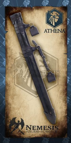 SCABBARDS -  SCABBARDS FOR STRAIGHT BLADE-BLACK LEATHER 32
