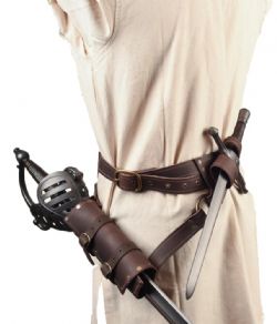 SCABBARDS -  SWORD BELT - RIGHT HANDED (LARGE) - BROWN