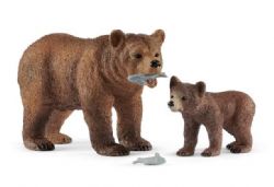 SCHLEICH FIGURE -  GRIZZLY BEAR MOTHER WITH CUB -  WILD LIFE 42473