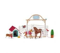 SCHLEICH FIGURE -  HANNAH'S GUEST HORSES WITH RUBY THE DOG -  HORSE CLUB 42458