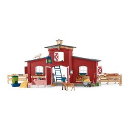 SCHLEICH FIGURE -  LARGE RED FARM WITH ANIMALS AND ACCESSORIES -  FARM WORLD 42606