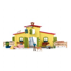 SCHLEICH FIGURE -  LARGE YELLOW FARM WITH ANIMALS AND ACCESSORIES -  FARM WORLD 42605