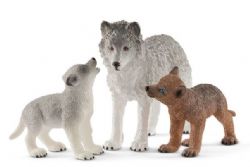 SCHLEICH FIGURE -  MOTHER WOLF WITH PUPS -  WILD LIFE 42472