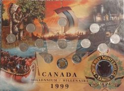 SET OF 12 25-CENT COINS ON THE 12 MONTHS OF THE YEAR & THE NUNAVUT 2-DOLLAR COIN - ROPE VARIETY (CIRCULATED) -  1999 CANADIAN COINS