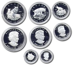 SET OF 4 COINS - THE CANADIAN LYNX -  2005 CANADIAN COINS
