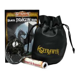 SEYRAWYN -  BLACK DRAGON EGG (WITH LEATHER POUCH AND SCROLL)