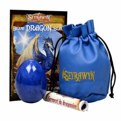 SEYRAWYN -  BLUE DRAGON EGG (WITH LEATHER POUCH AND SCROLL)