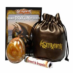 SEYRAWYN -  BRONZE DRAGON EGG (WITH LEATHER POUCH AND SCROLL)