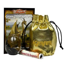 SEYRAWYN -  GOLDEN DRAGON EGG (WITH LEATHER POUCH AND SCROLL)