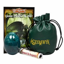 SEYRAWYN -  GREEN DRAGON EGG (WITH LEATHER POUCH AND SCROLL)