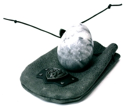SEYRAWYN -  SILVER DRAGON EGG (WITH LEATHER POUCH AND SCROLL)