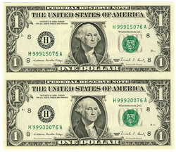 SHEET OF 21 DOLLAR BILLS