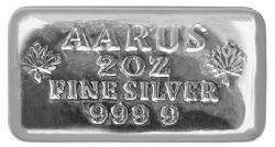 SILVER BARS -  TWO OUNCES FINE SILVER BAR - WITH SERIAL NUMBER