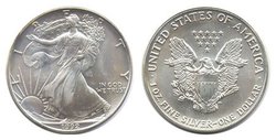 SILVER EAGLES -  ONE OUNCE FINE SILVER COIN -  1992 UNITED STATES COINS