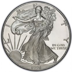 SILVER EAGLES -  ONE OUNCE FINE SILVER COIN -  1996 UNITED STATES COINS