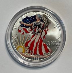 SILVER EAGLES -  ONE OUNCE FINE SILVER COIN - COLORED VERSION -  1999 UNITED STATES COINS