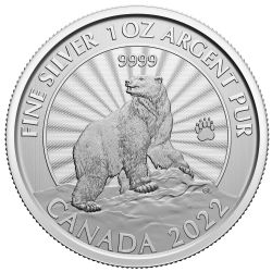 SILVER PREMIUM BULLION -  THE MAJESTIC POLAR BEAR - 1 OUNCE FINE SILVER COIN -  2022 CANADIAN COINS 01