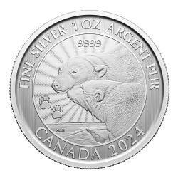 SILVER PREMIUM BULLION -  THE MAJESTIC POLAR BEARS - 1 OUNCE FINE SILVER COIN -  2024 CANADIAN COINS 04
