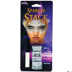 SILVER SPARKLE STACK & ADHESIVE -  GLITTER