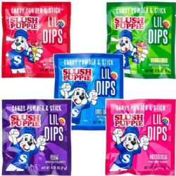 SLUSH PUPPIE -  LIL DIPS - FLAVORS POWDER POUCH WITH 1 DIPPING CANDY STICK - RANDOM FLAVOR (9 G)