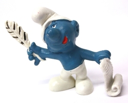 SMURFS -  AUTHOR SMURF WITH BLACK PEN - MADE IN PORTUGAL - SLIGHT WEAR -  SCHTROUMPFS 1972 20022