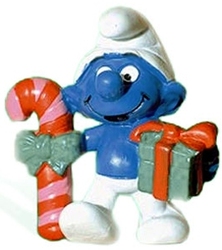 SMURFS -  CHRISTMAS CANDY AND GIFT SMURF - SLIGHT WEAR 20207